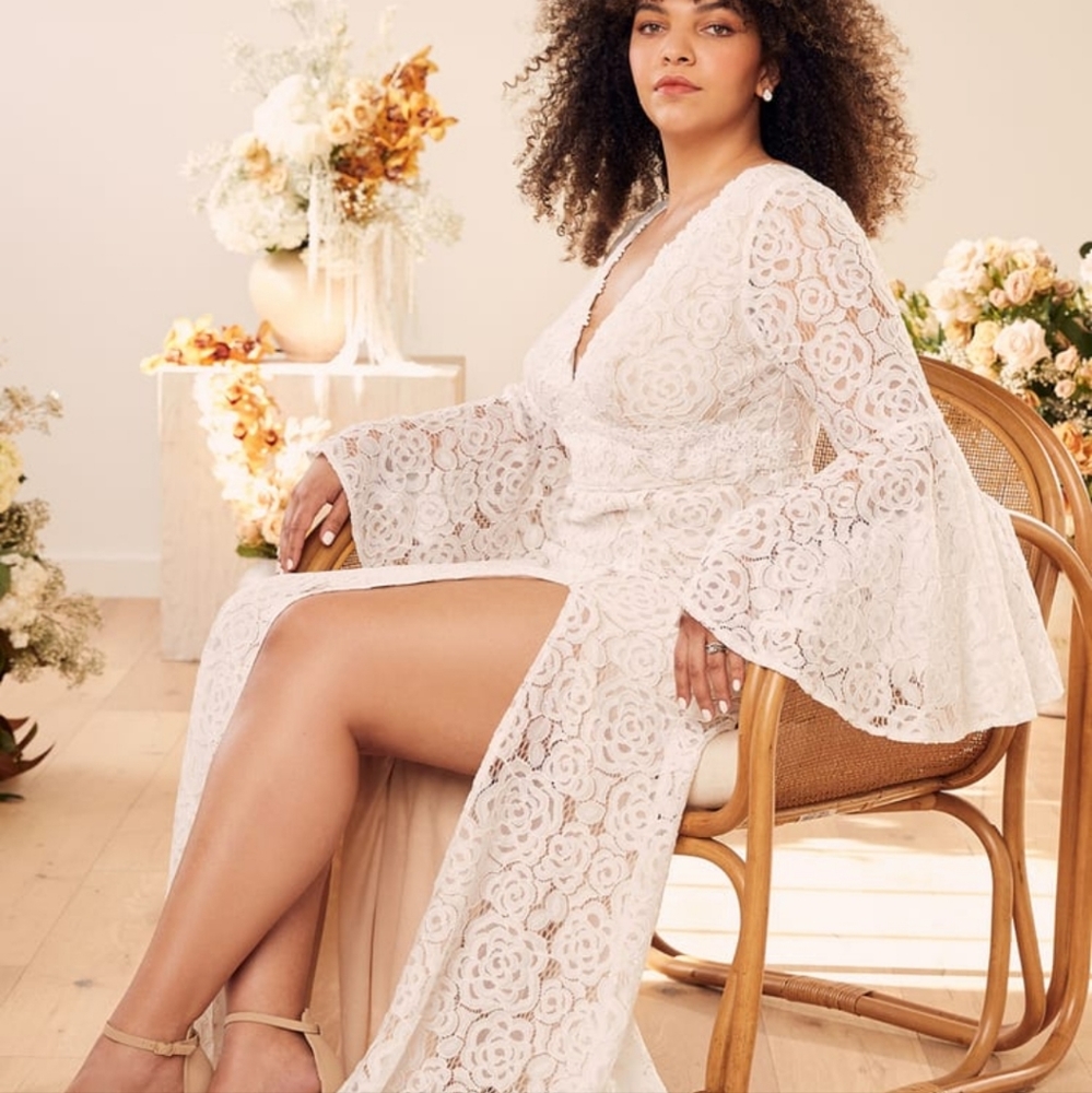Lace ivory maxi dress